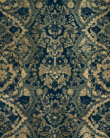 Baroque Tapestry in Aged Indigo II Black Ornate Wood Framed Art Print with Double Matting by Vision Studio