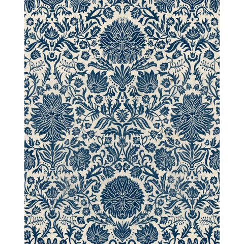 Baroque Tapestry in Navy I White Modern Wood Framed Art Print by Vision Studio