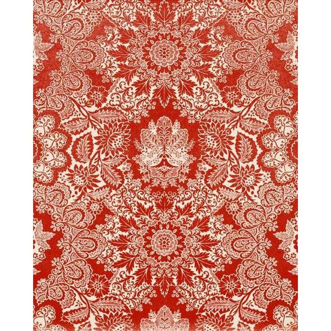 Baroque Tapestry in Red II White Modern Wood Framed Art Print by Vision Studio