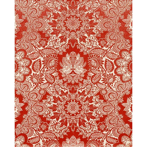 Baroque Tapestry in Red II Black Modern Wood Framed Art Print with Double Matting by Vision Studio