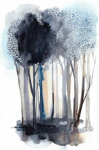 Tranquil Coppice II White Modern Wood Framed Art Print with Double Matting by Popp, Grace