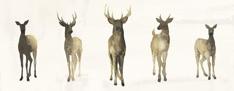 Deer Herd I Black Ornate Wood Framed Art Print with Double Matting by Popp, Grace