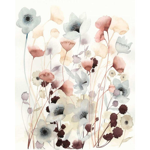 Bespoken Blossoms I Black Modern Wood Framed Art Print with Double Matting by Popp, Grace