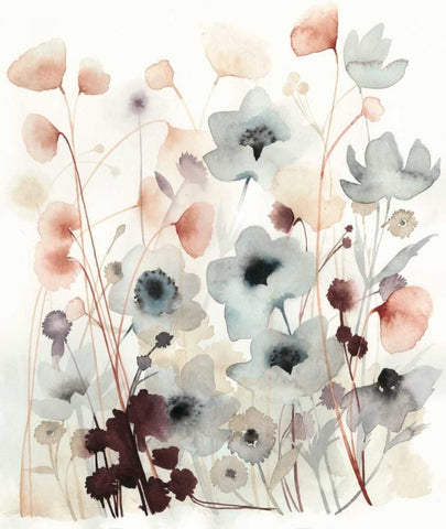 Bespoken Blossoms II White Modern Wood Framed Art Print with Double Matting by Popp, Grace