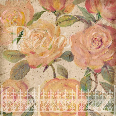 Vintage Painterly Roses II Gold Ornate Wood Framed Art Print with Double Matting by OToole, Tim