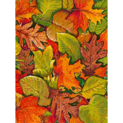 Fallen Leaves I White Modern Wood Framed Art Print by OToole, Tim