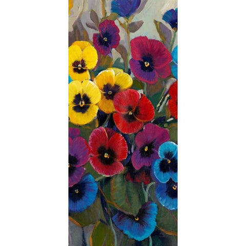 Pansy Panel II Black Modern Wood Framed Art Print with Double Matting by OToole, Tim