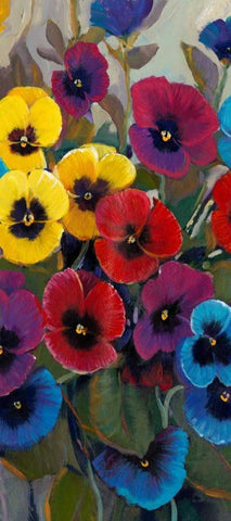 Pansy Panel II White Modern Wood Framed Art Print with Double Matting by OToole, Tim