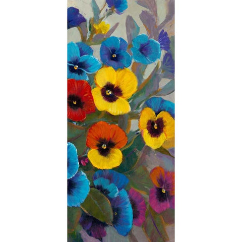 Pansy Panel III Black Modern Wood Framed Art Print with Double Matting by OToole, Tim