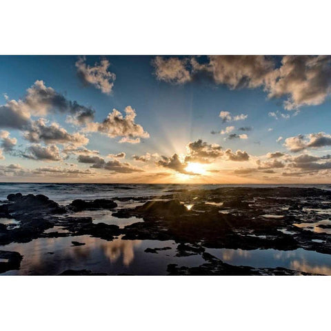 Waipouli Sunrise Black Modern Wood Framed Art Print with Double Matting by Head, Danny