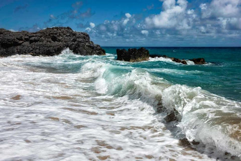 Breaking Waves White Modern Wood Framed Art Print with Double Matting by Head, Danny