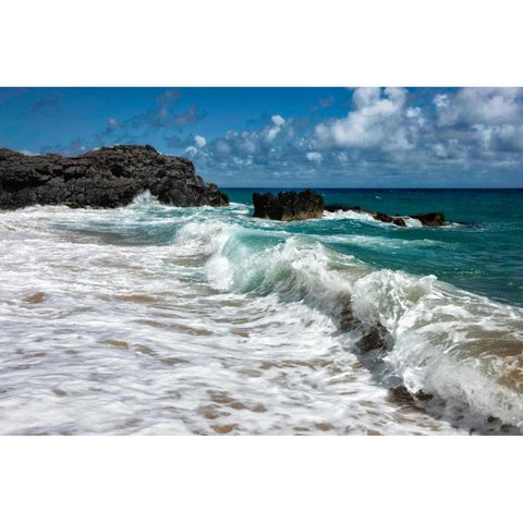 Breaking Waves Black Modern Wood Framed Art Print by Head, Danny