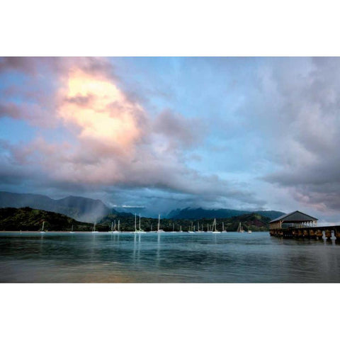 Rains at Hanalei Black Modern Wood Framed Art Print with Double Matting by Head, Danny