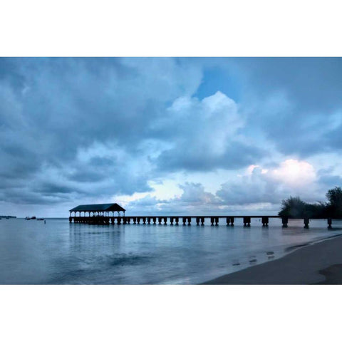 Hanalei Dawn Black Modern Wood Framed Art Print with Double Matting by Head, Danny