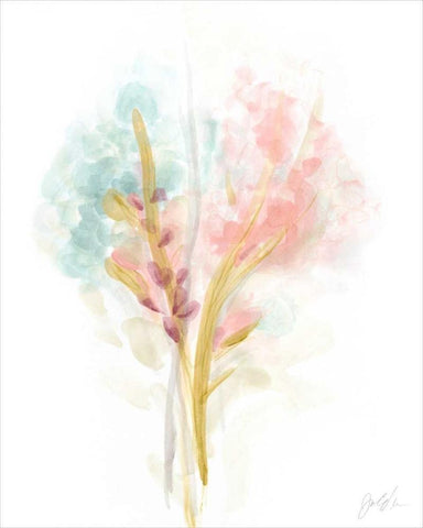 Floral Trace II White Modern Wood Framed Art Print with Double Matting by Vess, June Erica