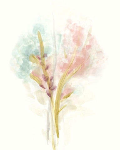 Floral Trace II White Modern Wood Framed Art Print with Double Matting by Vess, June Erica