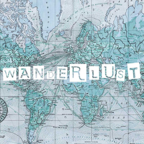 Map Words V White Modern Wood Framed Art Print with Double Matting by Studio W