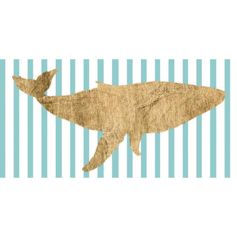 Pin Stripe Whale I Gold Ornate Wood Framed Art Print with Double Matting by Studio W
