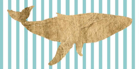 Pin Stripe Whale I White Modern Wood Framed Art Print with Double Matting by Studio W