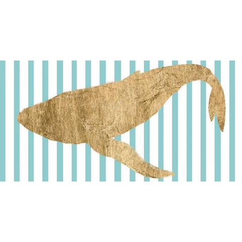 Pin Stripe Whale II Black Modern Wood Framed Art Print with Double Matting by Studio W