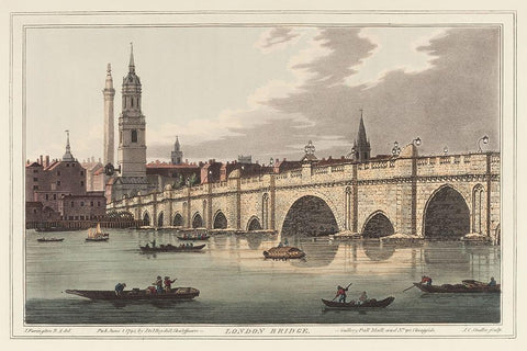 UA CH London Bridge Black Ornate Wood Framed Art Print with Double Matting by Stadler, Joseph