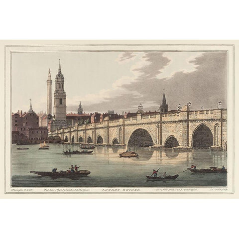 UA CH London Bridge Black Modern Wood Framed Art Print with Double Matting by Stadler, Joseph