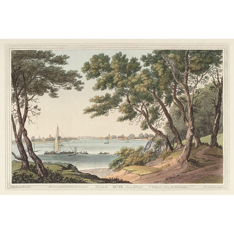 View of the River Black Modern Wood Framed Art Print by Stadler, Joseph