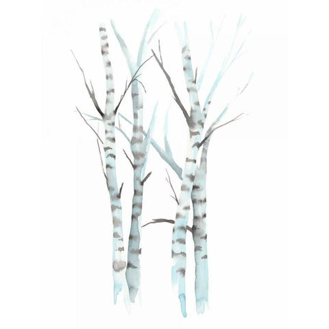 Aquarelle Birches I White Modern Wood Framed Art Print by Popp, Grace