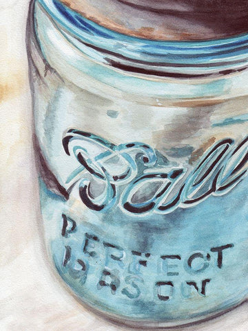 Custom Mason Jar I (ASH) White Modern Wood Framed Art Print with Double Matting by Redstreake