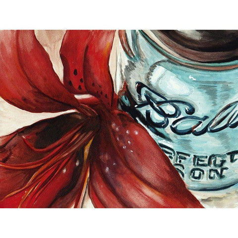 Custom Ball Jar Flower II (ASH) Black Modern Wood Framed Art Print with Double Matting by Redstreake