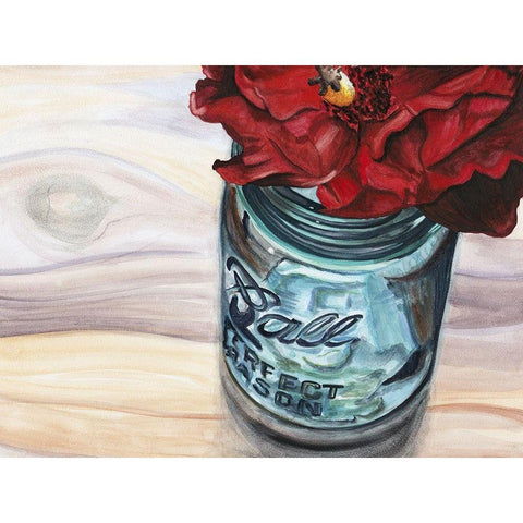Custom Ball Jar Flower III (ASH) White Modern Wood Framed Art Print by Redstreake