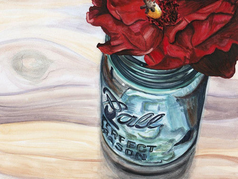 Custom Ball Jar Flower III (ASH) White Modern Wood Framed Art Print with Double Matting by Redstreake