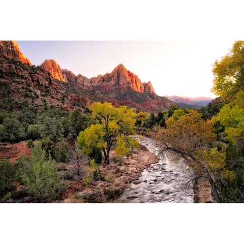 Sunset on the Watchman I Black Modern Wood Framed Art Print with Double Matting by Head, Danny