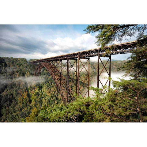 New River Gorge Bridge Black Modern Wood Framed Art Print with Double Matting by Head, Danny