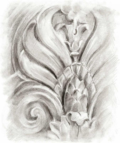 Frieze Study III Black Ornate Wood Framed Art Print with Double Matting by Harper, Ethan