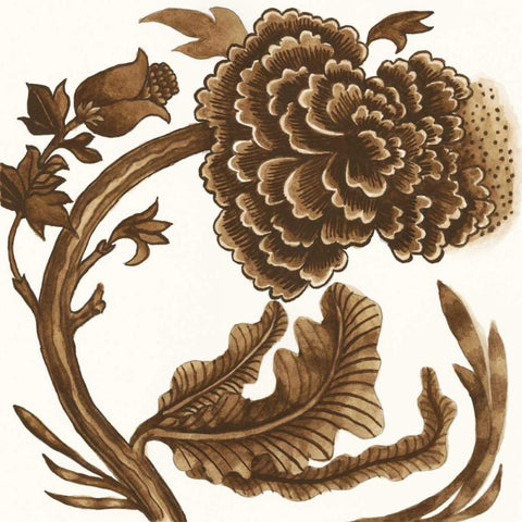 Tapestry Floral I Black Ornate Wood Framed Art Print with Double Matting by McCavitt, Naomi