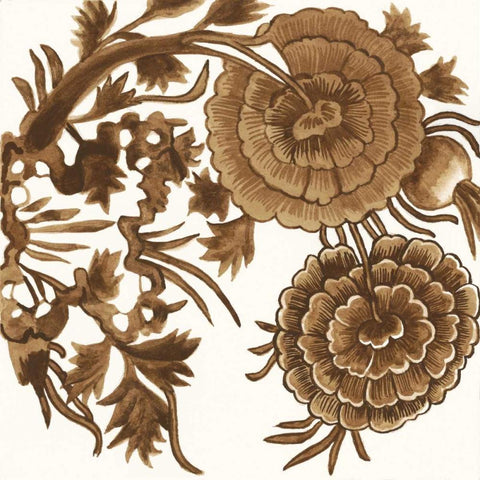 Tapestry Floral III Gold Ornate Wood Framed Art Print with Double Matting by McCavitt, Naomi