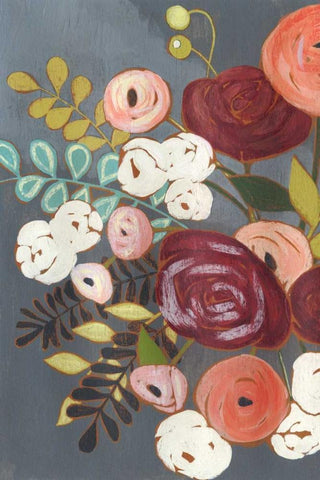 Wistful Bouquet II White Modern Wood Framed Art Print with Double Matting by Popp, Grace