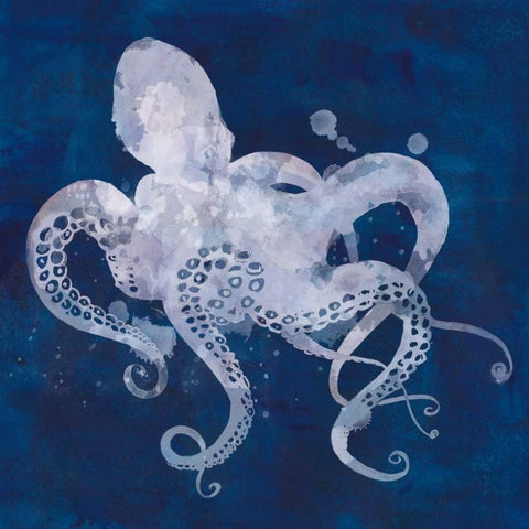 Octopus Shadow I White Modern Wood Framed Art Print by Popp, Grace