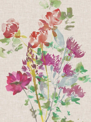 Linen Bouquet I White Modern Wood Framed Art Print with Double Matting by Mosley, Kiana
