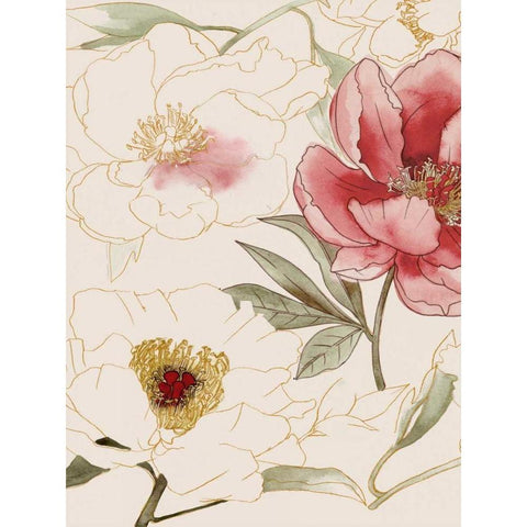 Unfinished Floral I Gold Ornate Wood Framed Art Print with Double Matting by Popp, Grace