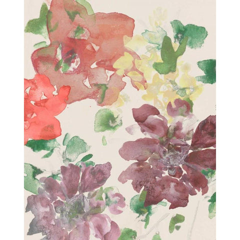 Fuchsia Inked Blooms I Gold Ornate Wood Framed Art Print with Double Matting by Studio W