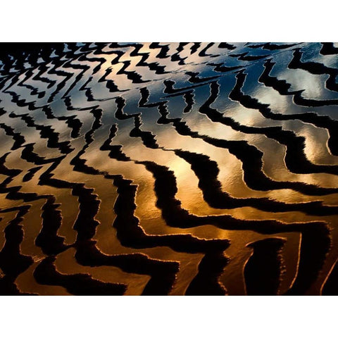 Wave Reflections Black Modern Wood Framed Art Print by Burchett, P.H.