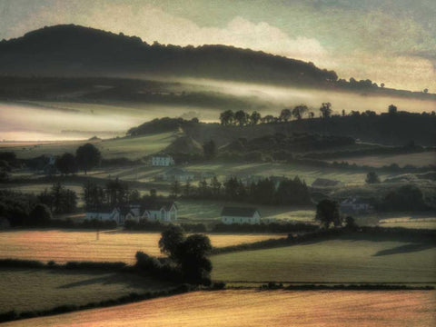 Morning Fog Ireland White Modern Wood Framed Art Print with Double Matting by Burchett, P.H.