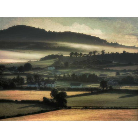 Morning Fog Ireland Gold Ornate Wood Framed Art Print with Double Matting by Burchett, P.H.