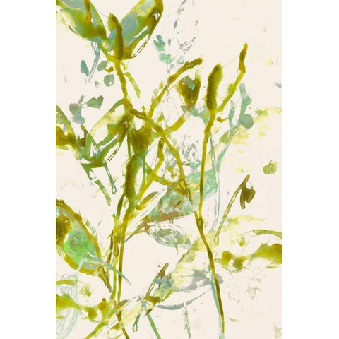 Watercolor Leaves II White Modern Wood Framed Art Print by Goldberger, Jennifer