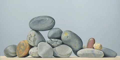 Rocks - Still Life White Modern Wood Framed Art Print with Double Matting by Cholakian, Kevork