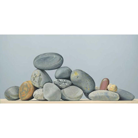 Rocks - Still Life White Modern Wood Framed Art Print by Cholakian, Kevork