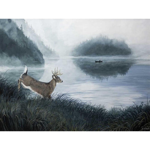 Deer Path II Black Modern Wood Framed Art Print by Lynnsy, B.