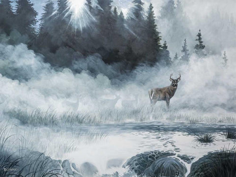 Deer Path III Black Ornate Wood Framed Art Print with Double Matting by Lynnsy, B.